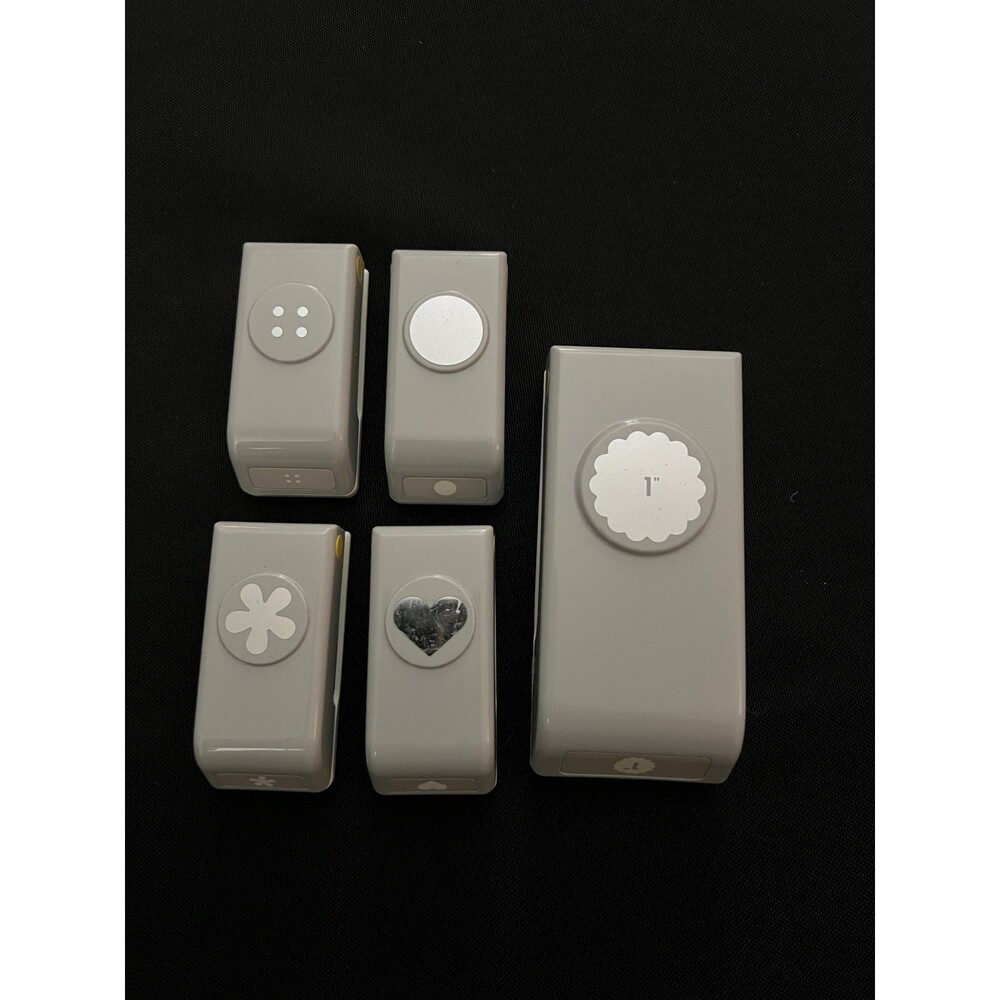EK Tools Paper Punch Lot of 5 - 1" Scallop Circle Heart Button Flower Mini